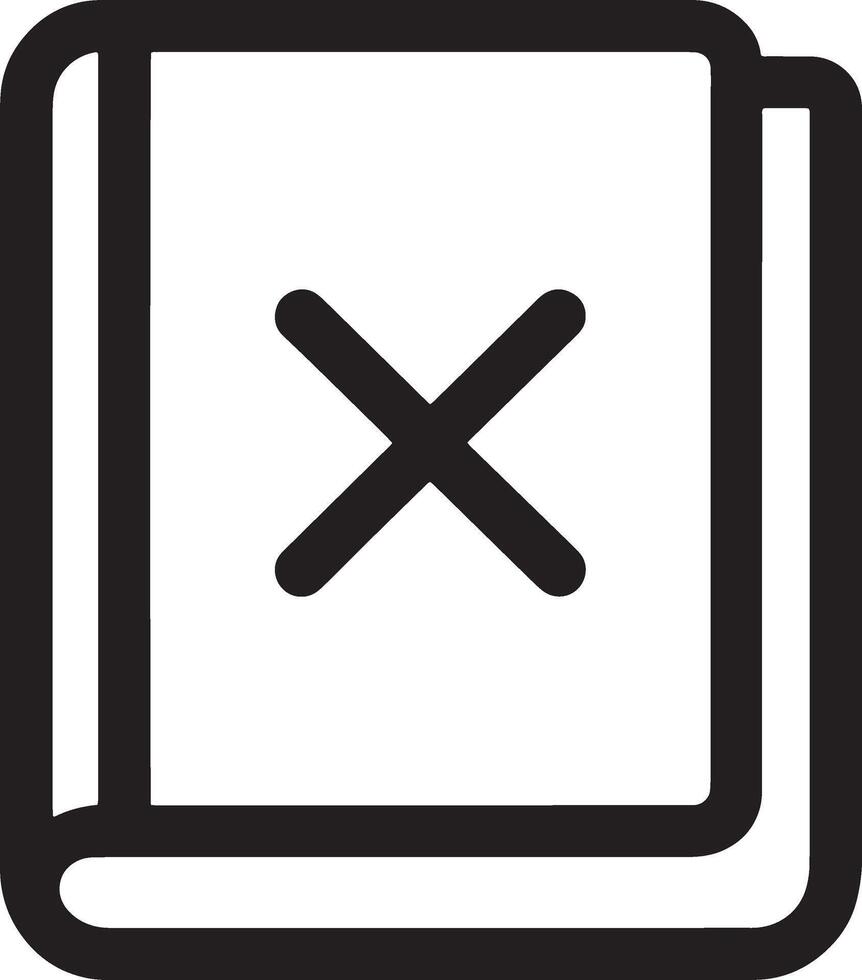 Create a Minimalistic Icon of a Closed Book with a Bold 'X' Symbol for Restriction Themes vector