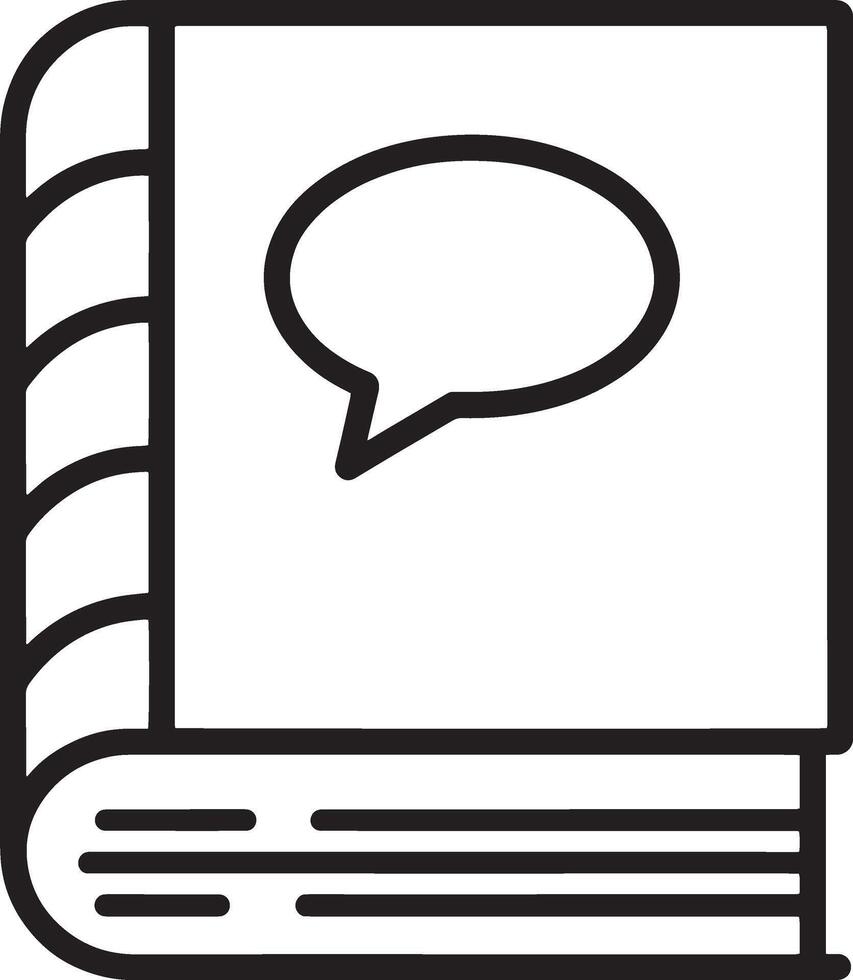 Minimalistic Closed Book with Speech Bubble Symbol vector