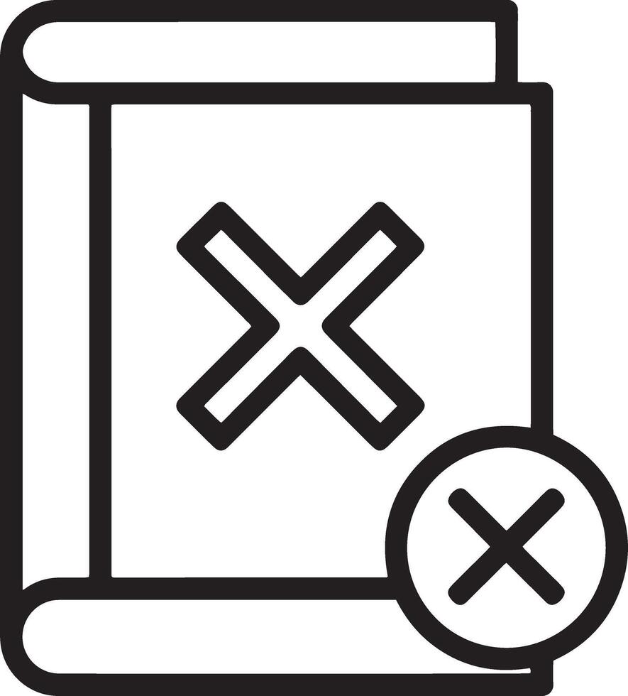 Create a Stylist Closed Book Art Illustration with an 'X' Symbol vector