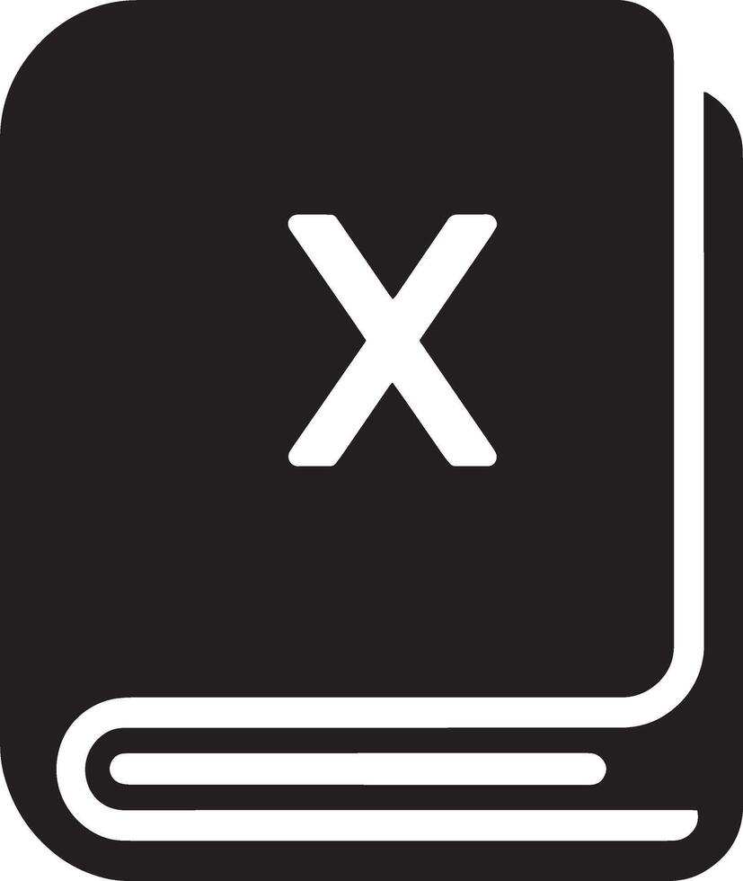 Create a Minimalistic Closed Book Icon with an 'X' Symbol vector