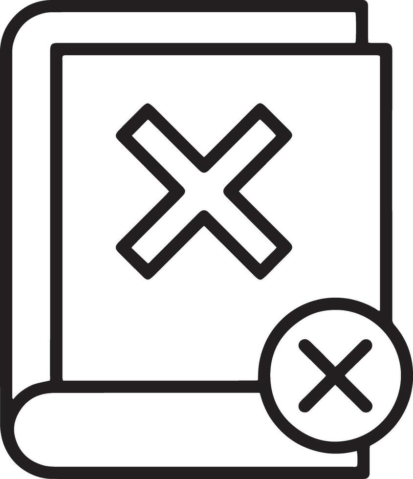 Minimalistic Closed Book Icon with Bold 'X' Symbol for Restrictions vector