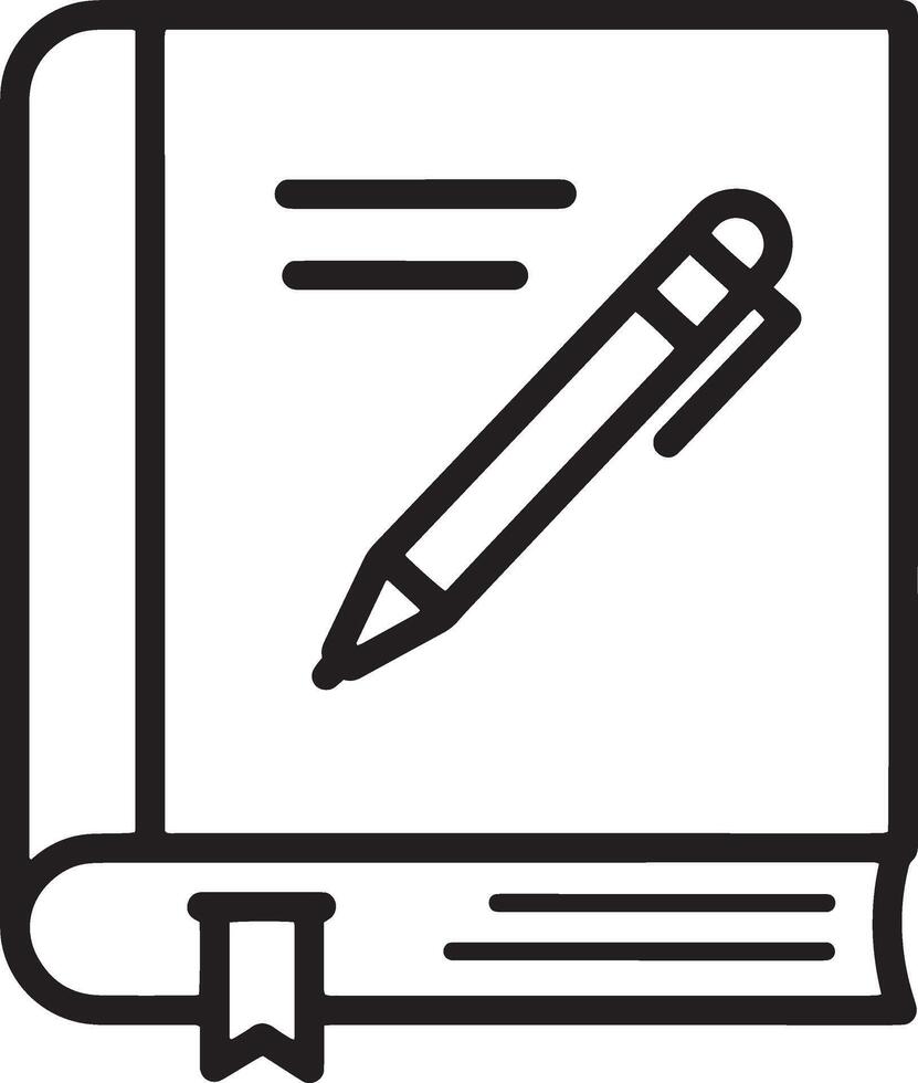Sleek and Simple Closed Book with Pen Icon for Education vector