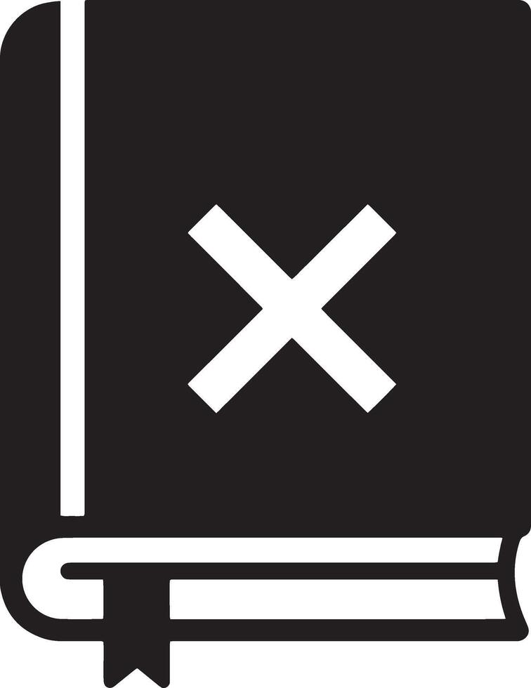 Simple and Bold 'X' Symbol on a Closed Book Icon vector
