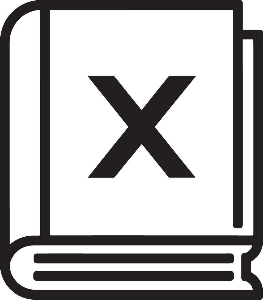 Create a Minimalistic Closed Book Art Illustration with an 'X' Symbol vector