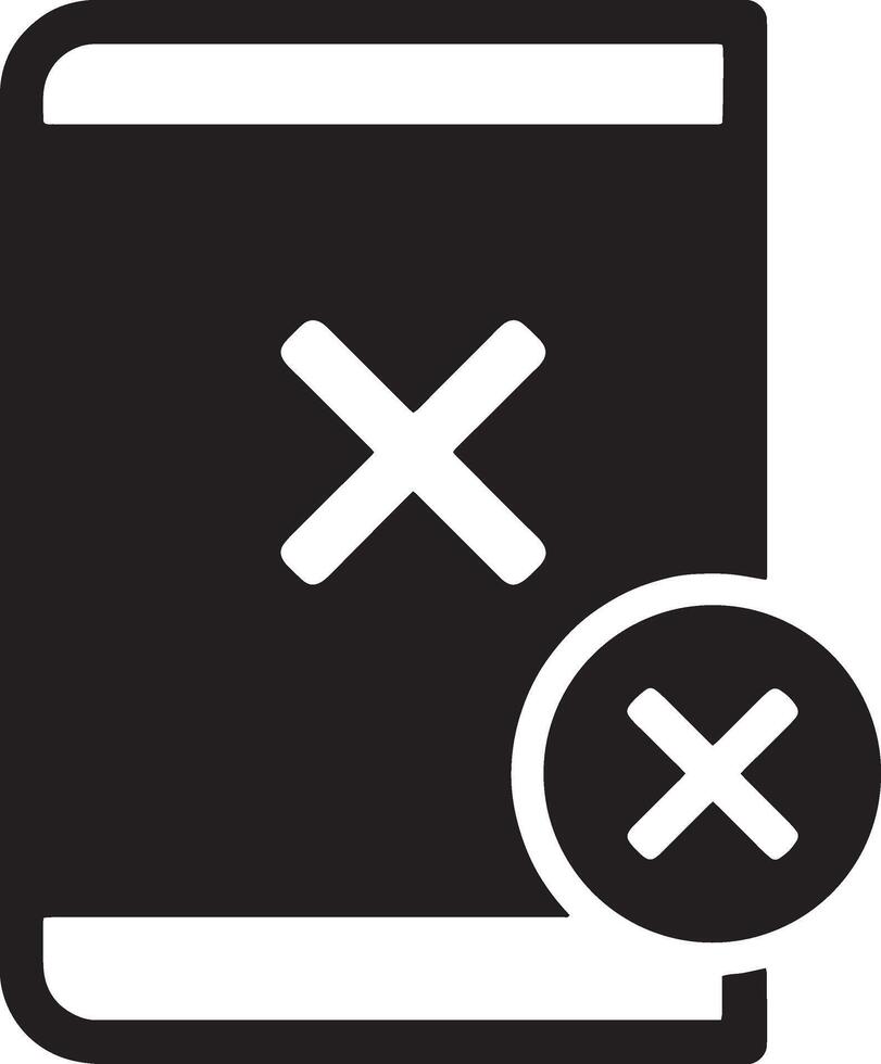 Simple Closed Book Icon Design Featuring a Bold 'X' Symbol vector