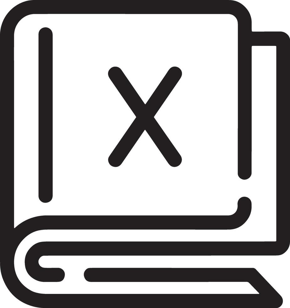 Bold 'X' Symbol on a Minimal Closed Book Icon for Modern Use vector