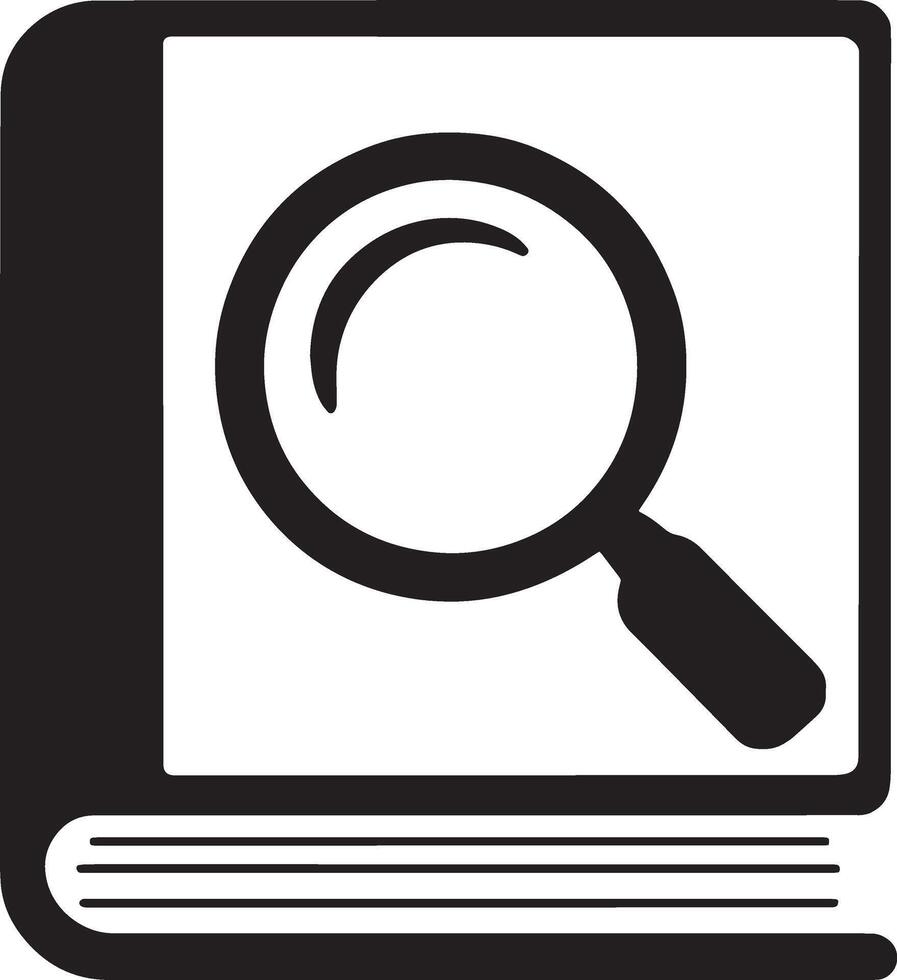 Simple Closed Book Icon with Research Symbol vector