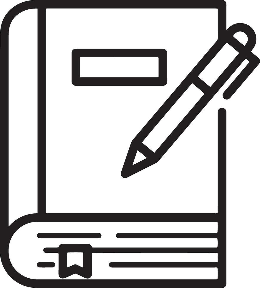Design a Minimalistic Icon of a Closed Book and Pen for Learning vector