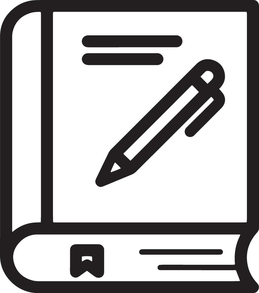 Minimalistic Closed Book Icon with a Pen vector