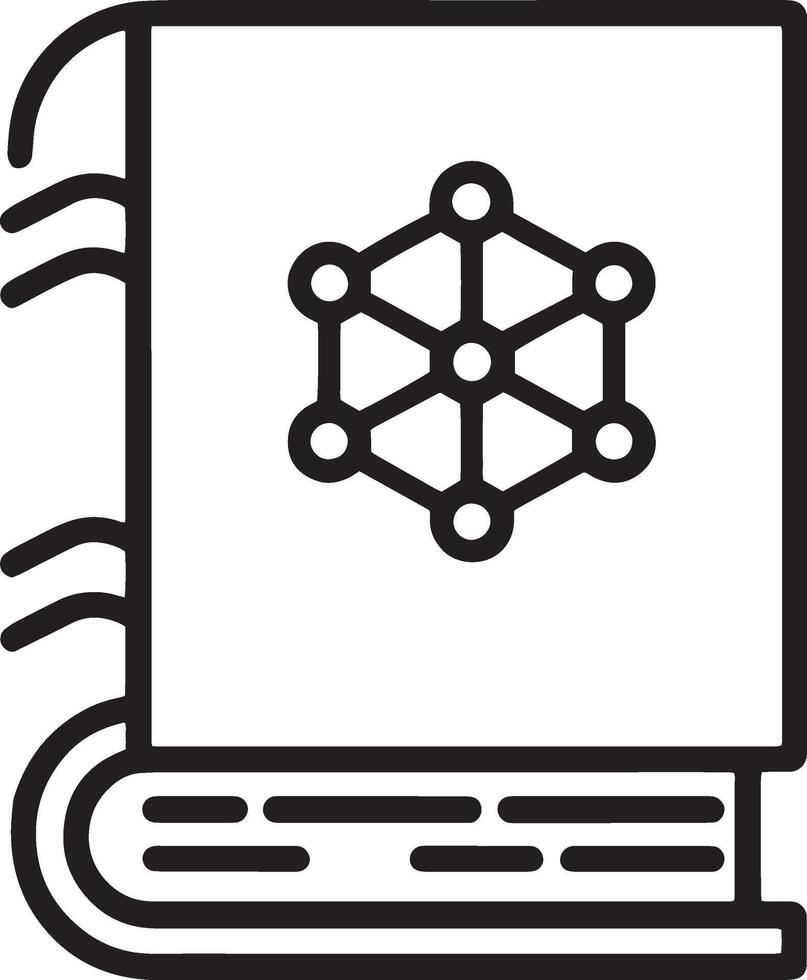 Minimalistic Icon of a Closed Book with a Hexagonal Symbol vector