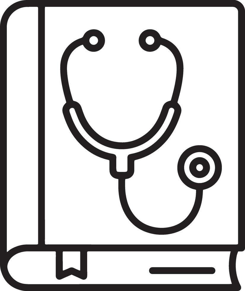 A Minimalistic Art Illustration Icon of a Closed Book with stethoscope vector