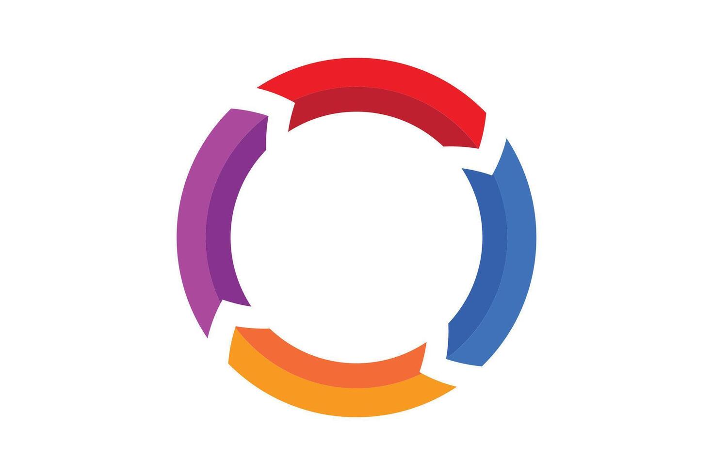 Colorful Circular Graphic with Interlocking Segments. Segmented circle arrow rotation icon. vector