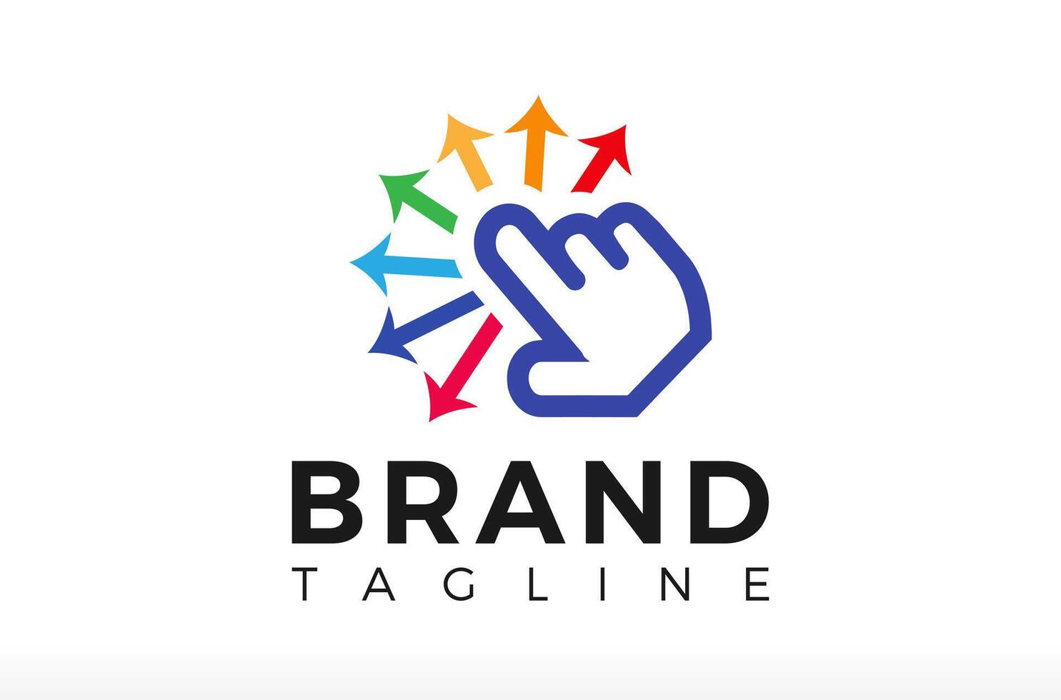 Click Logo Design, Multi Options Logo, Selection icon, Variety Colorful Logo Design, Hand sign design, Arrow path direction logo Icon Symbol Silhouette Illustration brand identity business vector