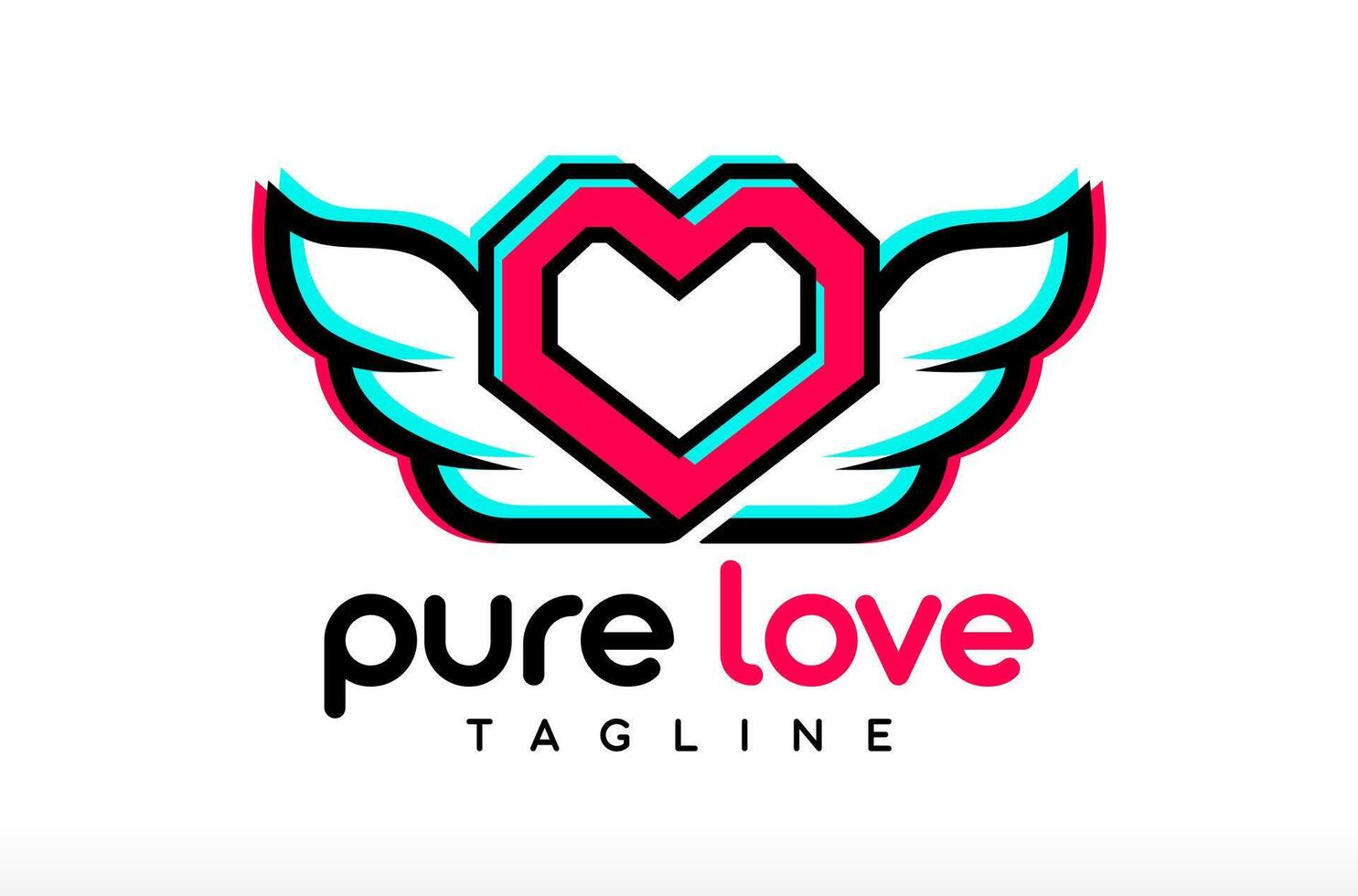 Love Logo, Pure Love Logo Design, Celebration Logo, Freedom icon, Flying Love, Cuddle cation logo, angel wings Icon Symbol Silhouette Illustration brand identity social media website marketing vector