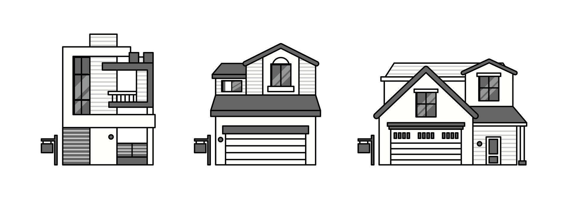 set of line building icons on white background vector