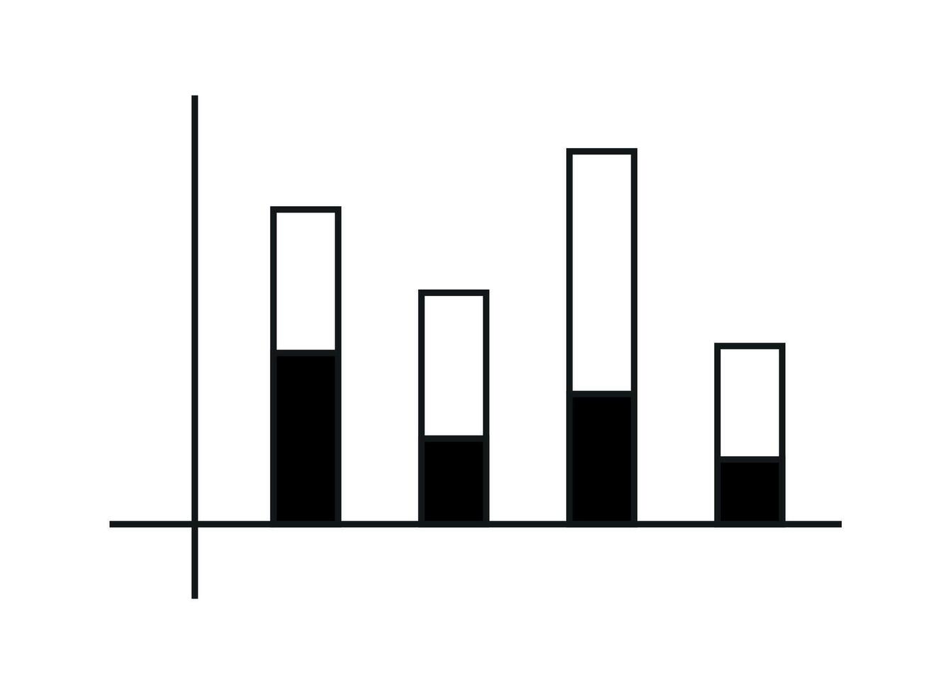 growth bar chart solid icon on black colour vector