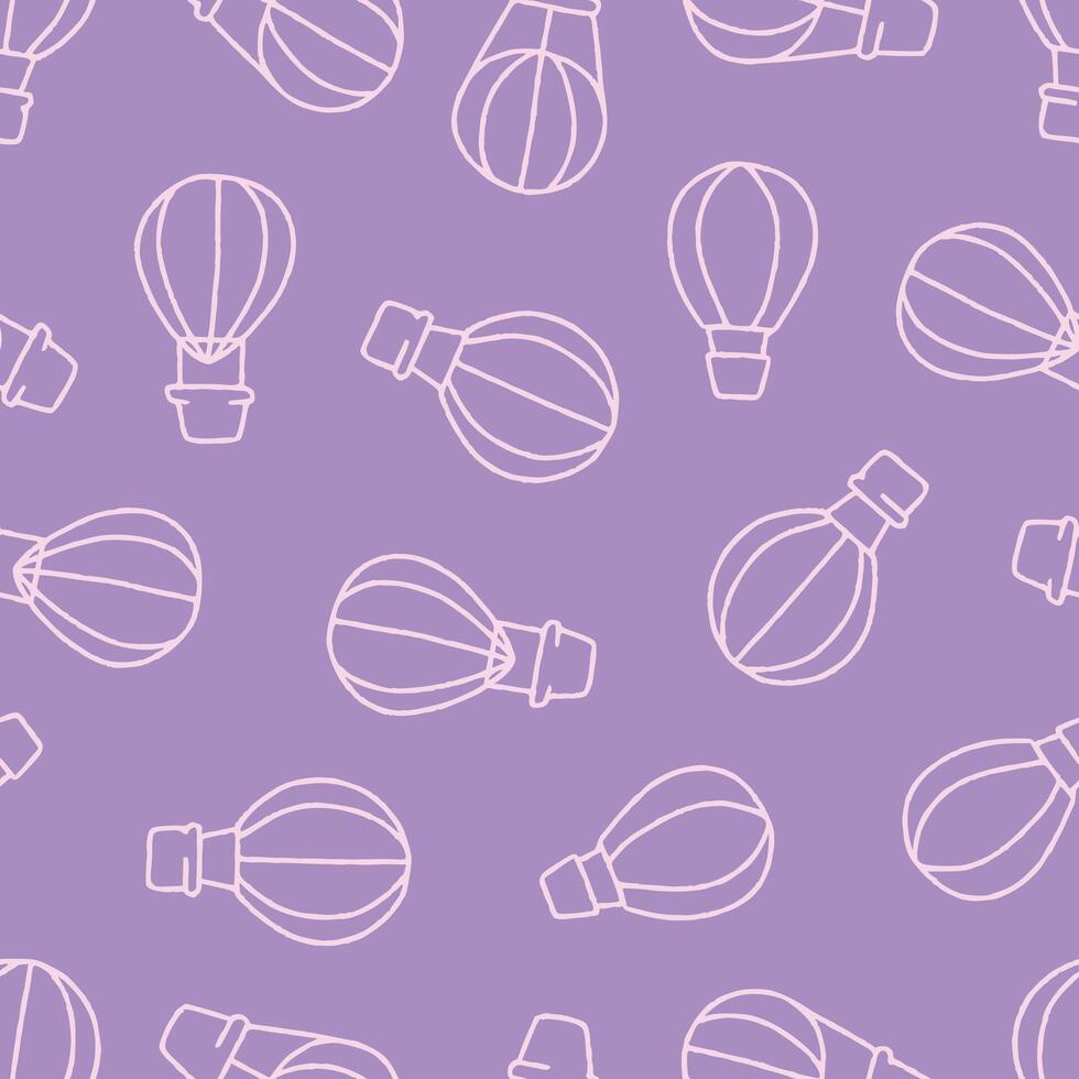 Outline Air Balloon Seamless Pattern illustration for Print, Wallpaper, Decoration. vector