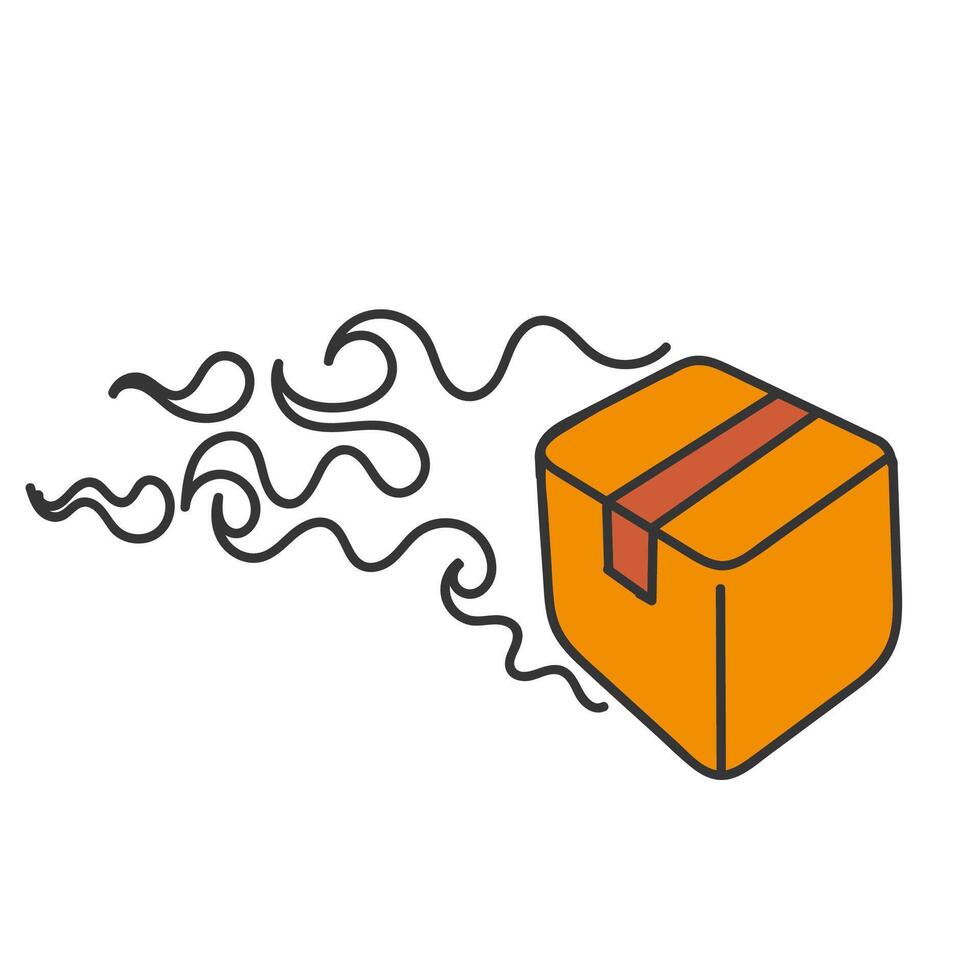an orange box with a stream of fire coming out of it vector