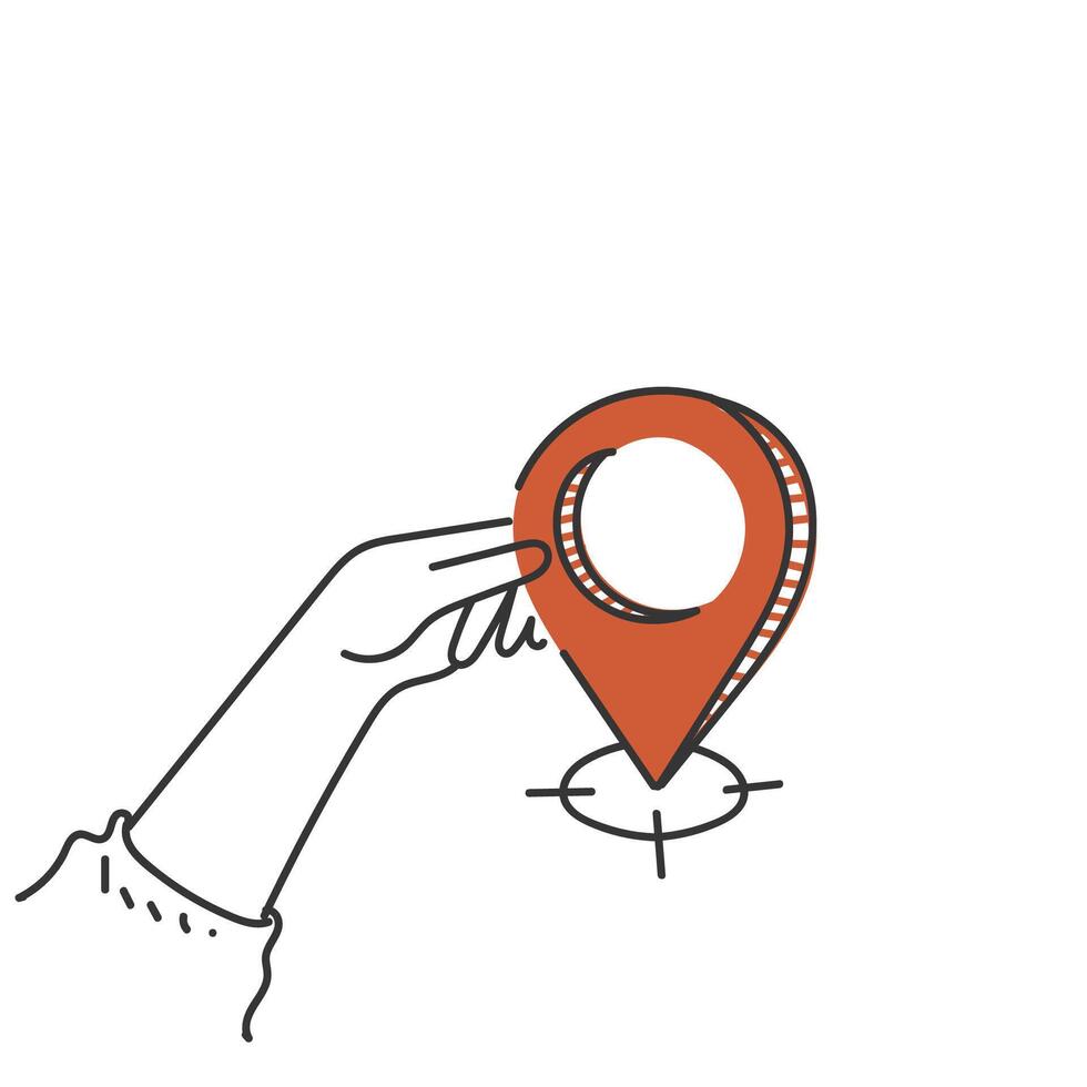 hand pointing to a location pin icon vector
