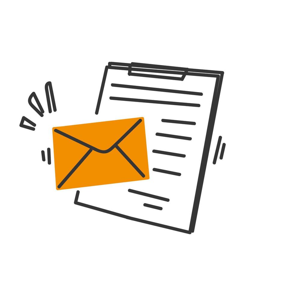 email notification icon with envelope and paper vector