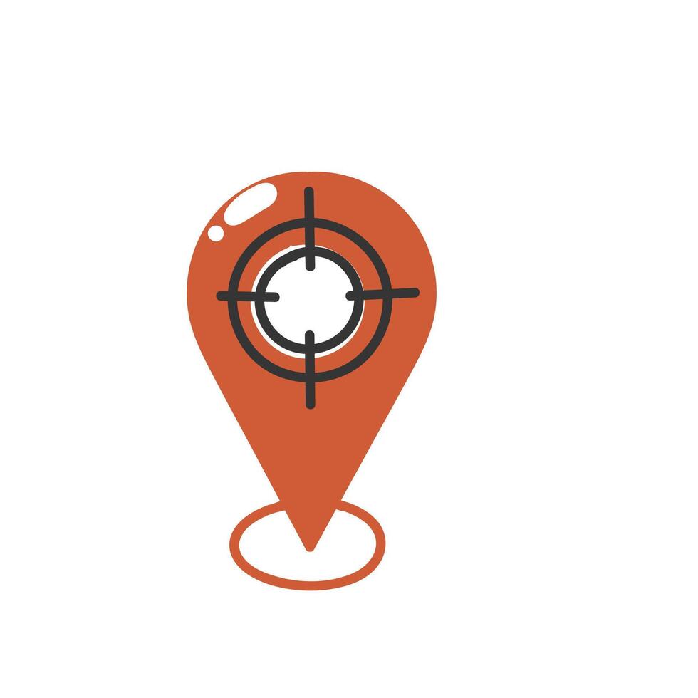 a red pin with a target on it vector