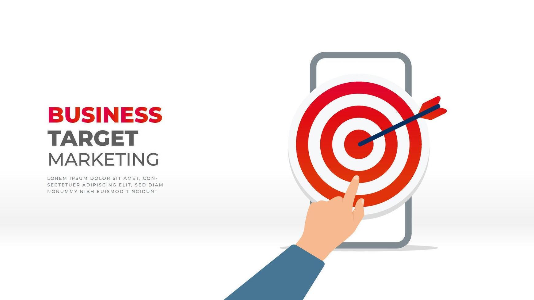 Business target marketing for online marketing on smartphones with hand pointing vector