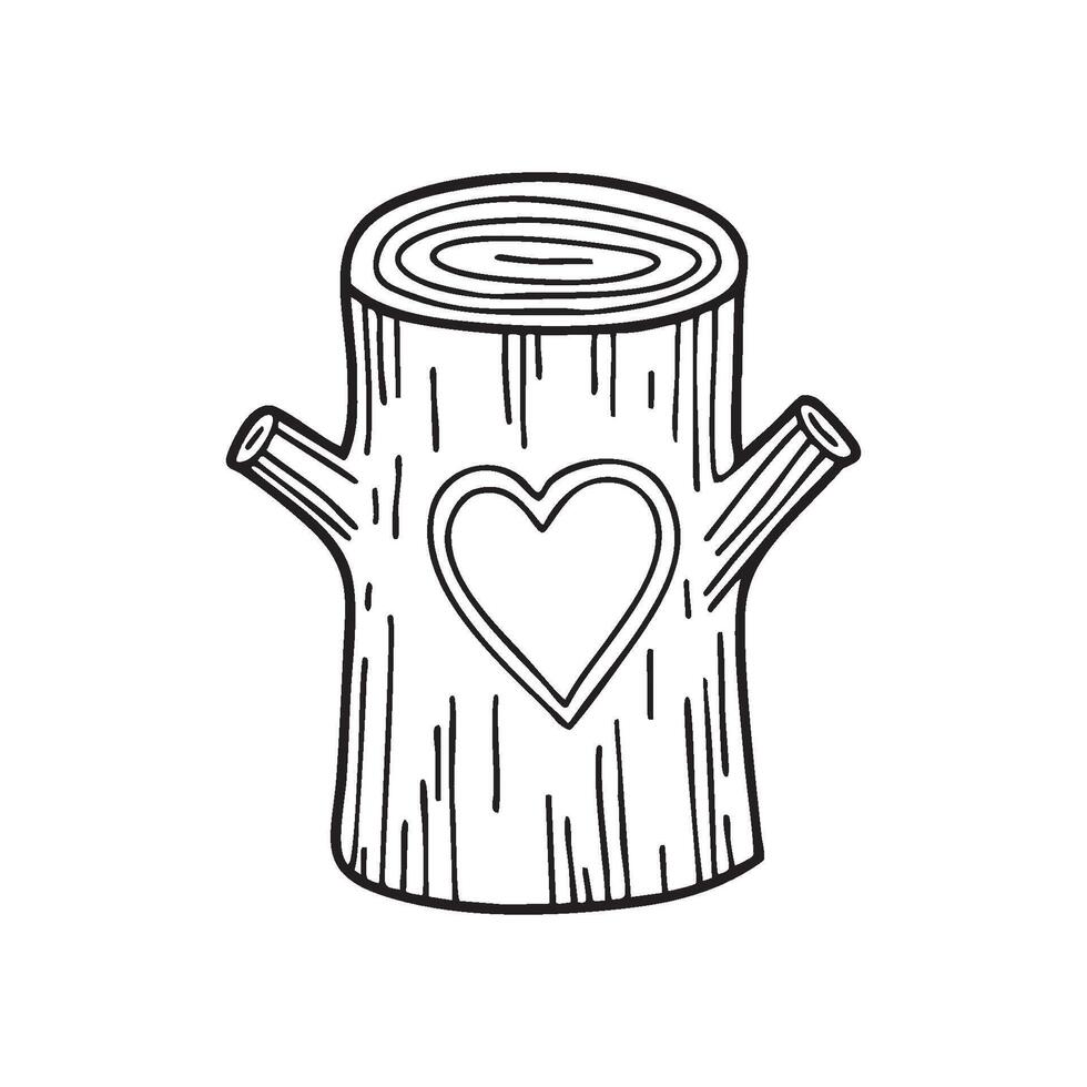 Heart symbol carved into a tree trunk vector