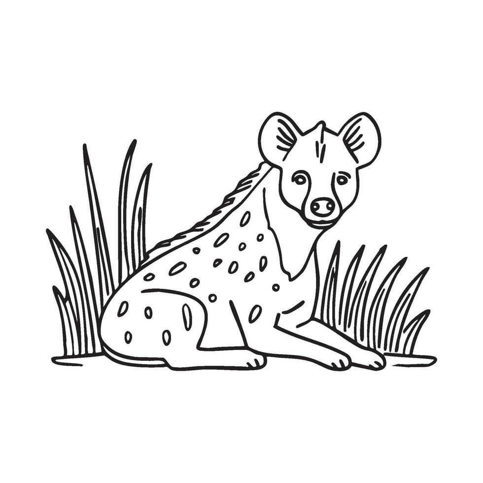 A hyena resting in the tall grass of the savannah vector