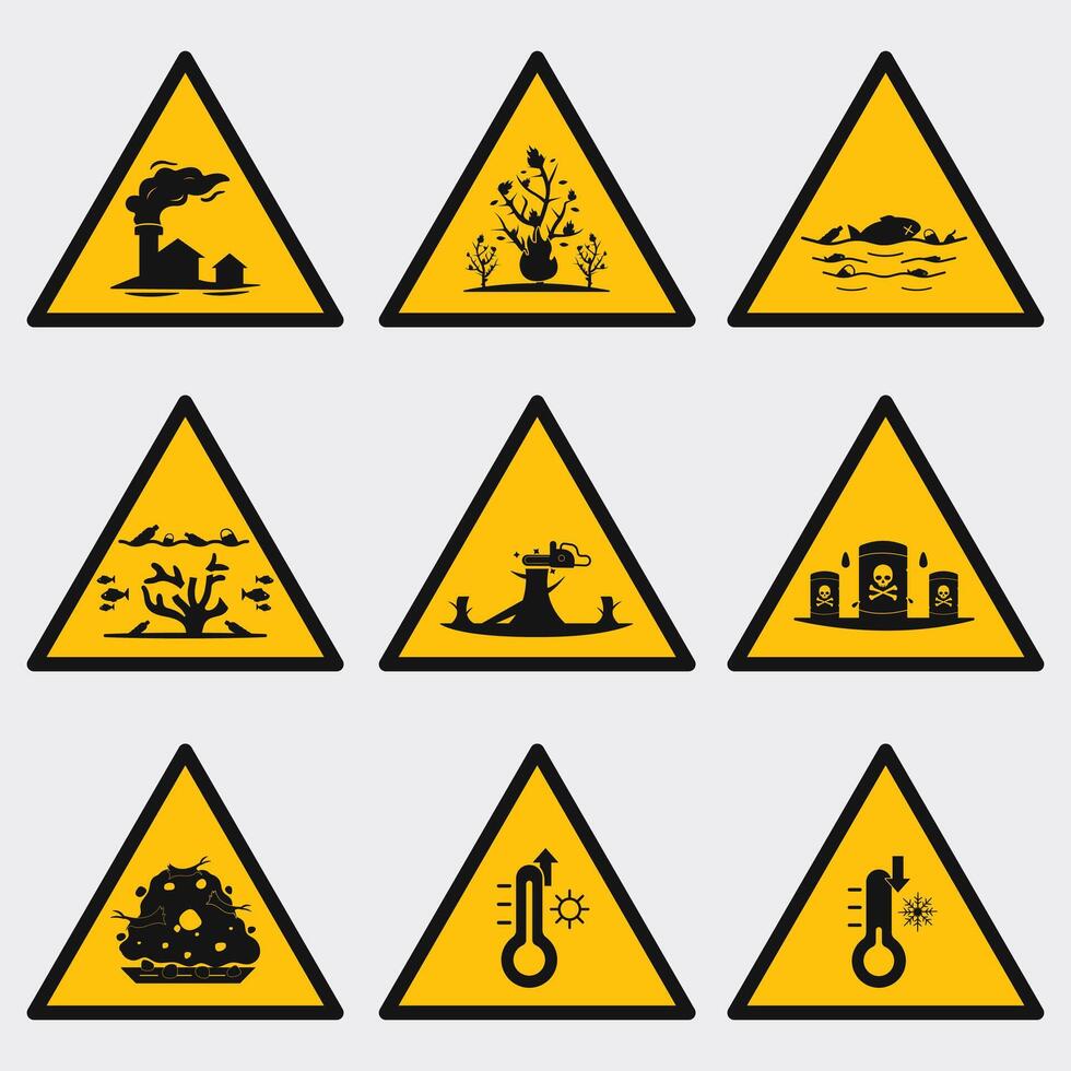 9 warning symbols about the environment vector