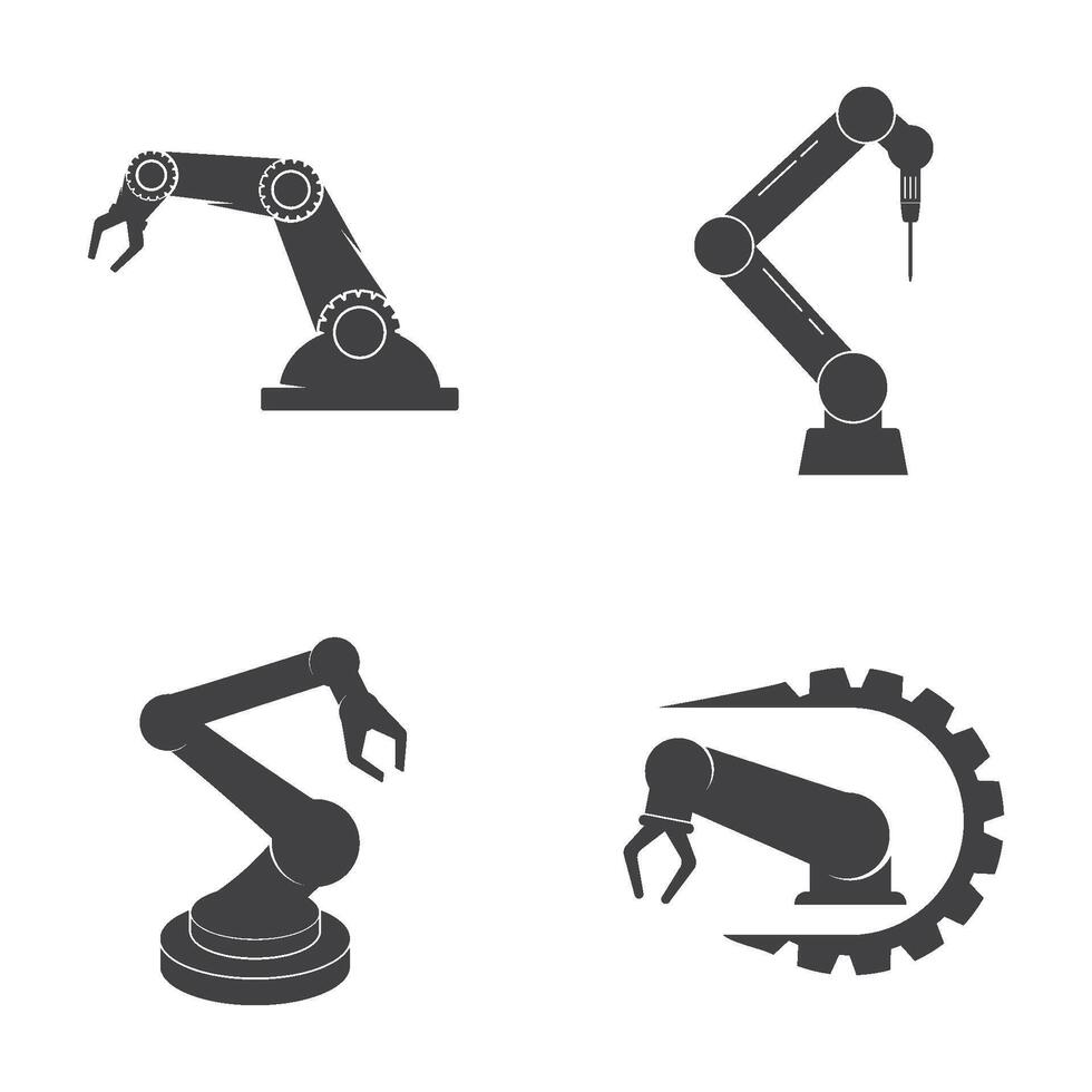 Set Robot arm flat simple symbols illustration. vector
