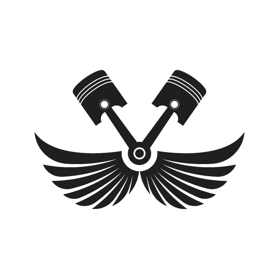 piston with wings logo icon flat design vector