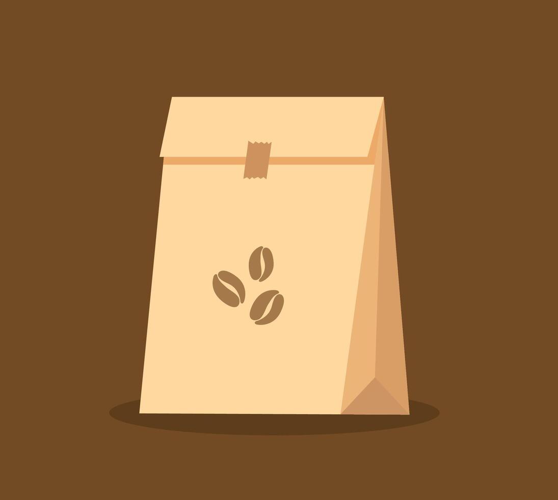 Coffee brown paper bag illustration vector