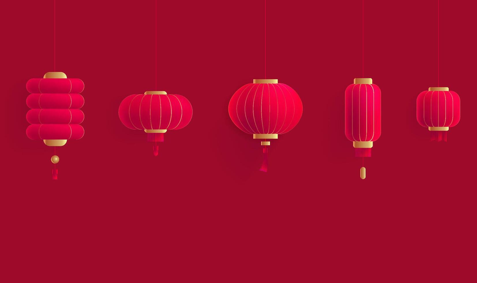 Chinese lantern elements collection festival celebration elements vector