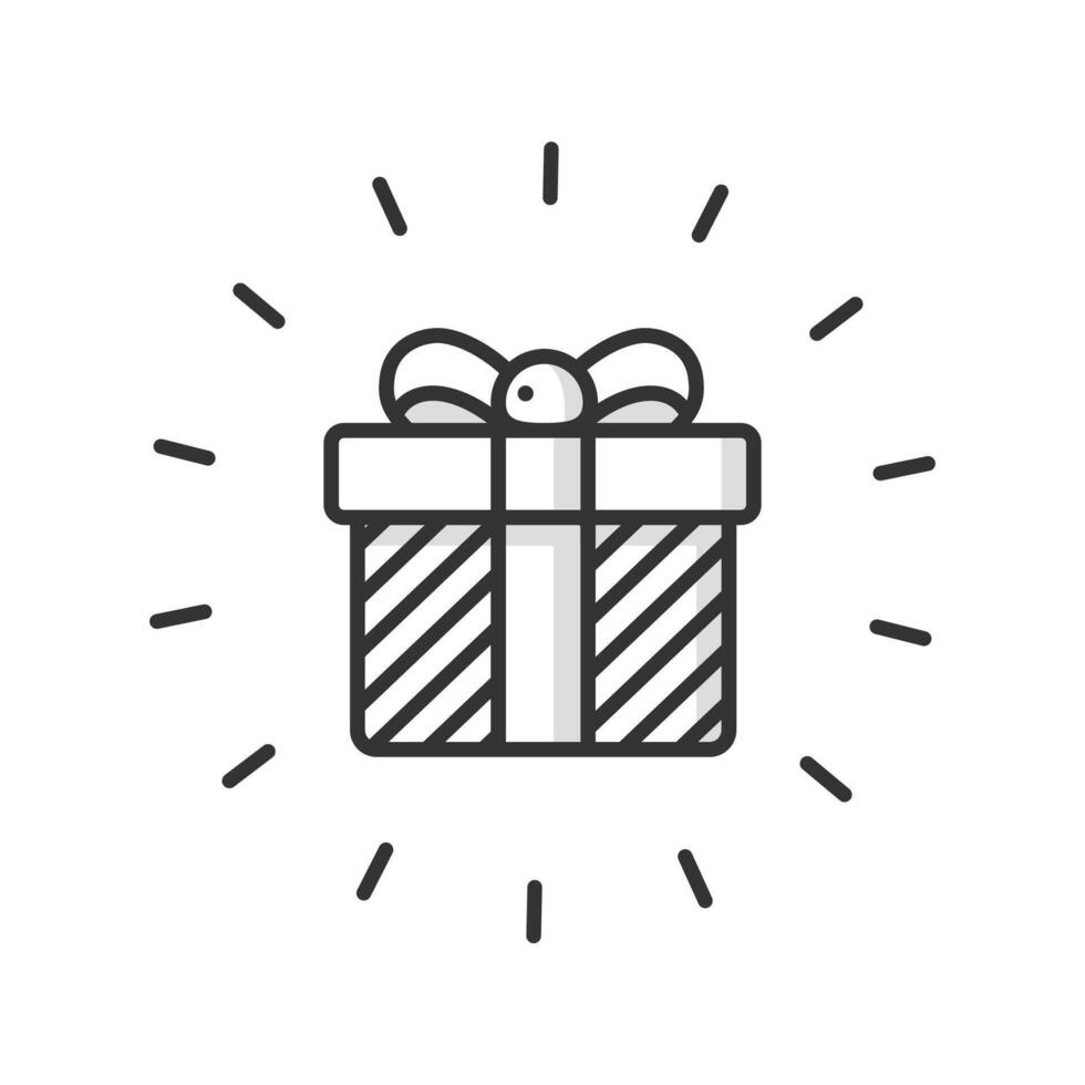 Gift box line icon isolated illustration. vector