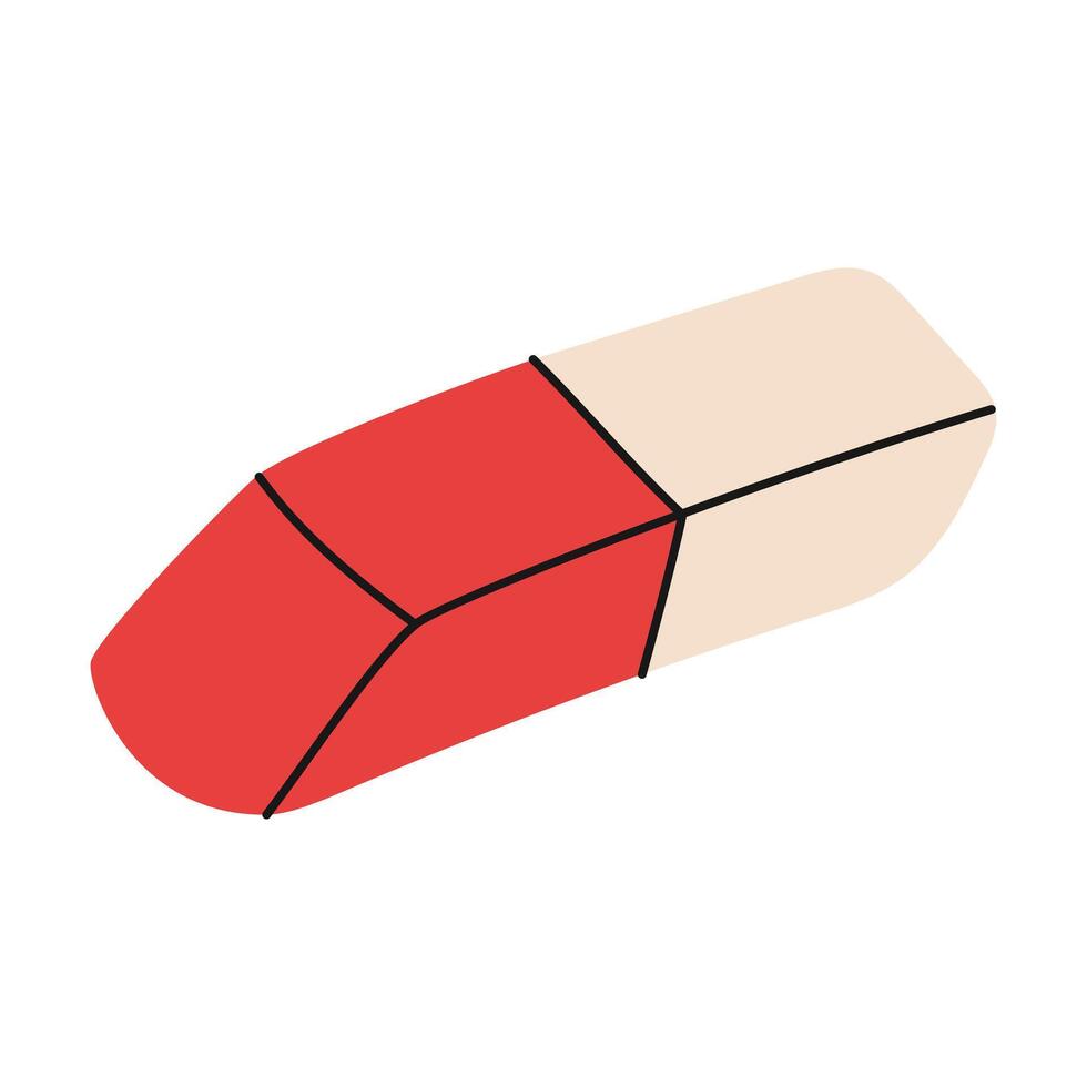 Hand drawn eraser. School supplies. illustration vector