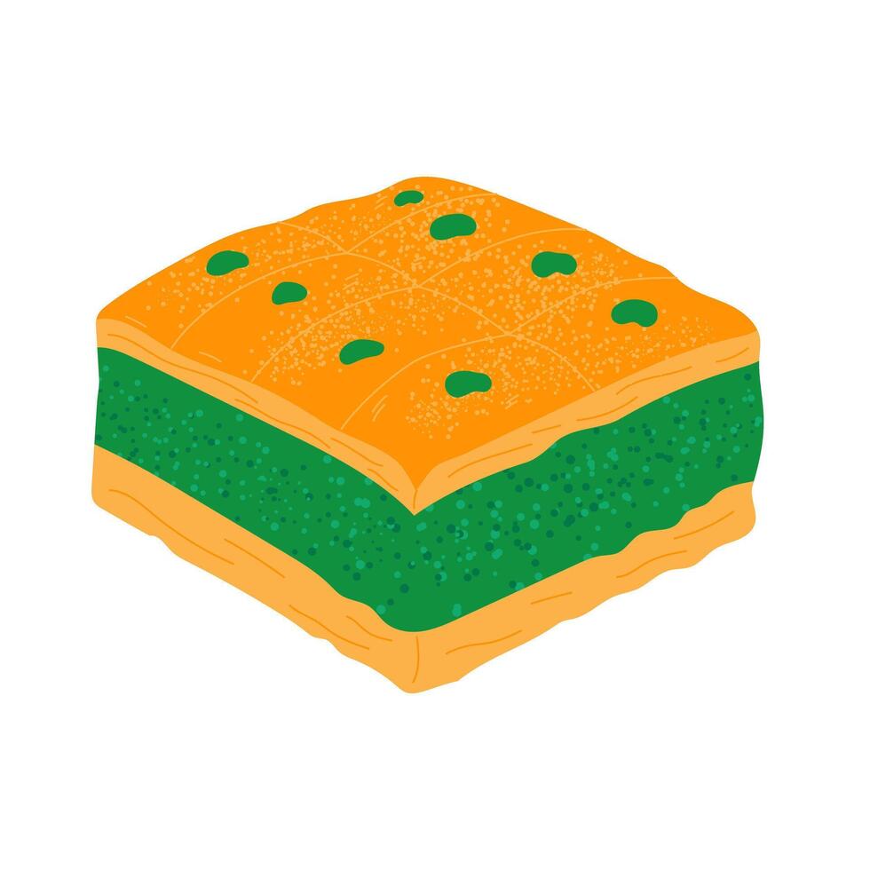 Baklava. Traditional middle eastern dessert. Hand drawn illustration. vector