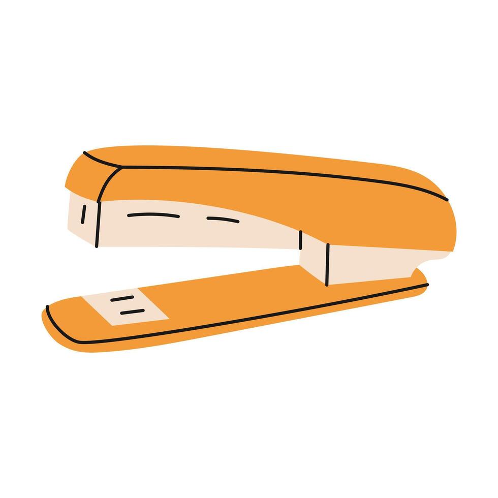 Hand drawn paper stapler. School and office supplies. illustration vector