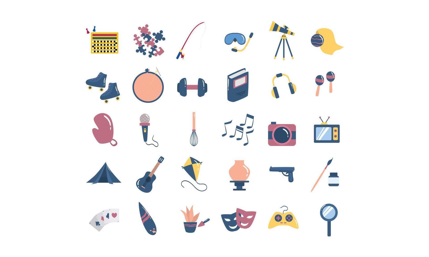 hobby icon collection vector