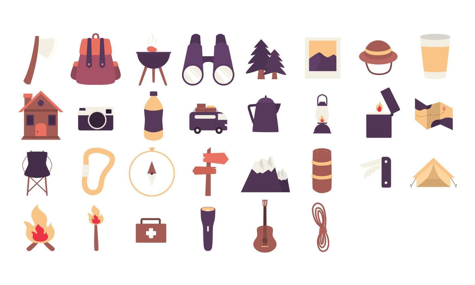 summer camping collection vector