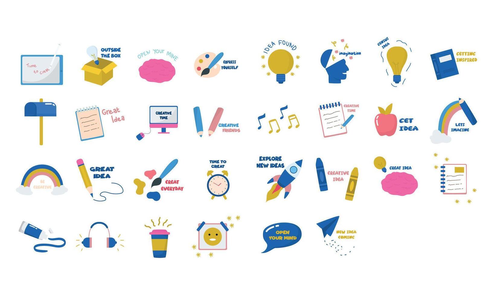 creativity sticker collection vector