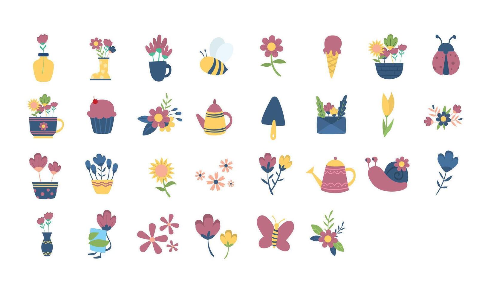 spring sticker collection vector