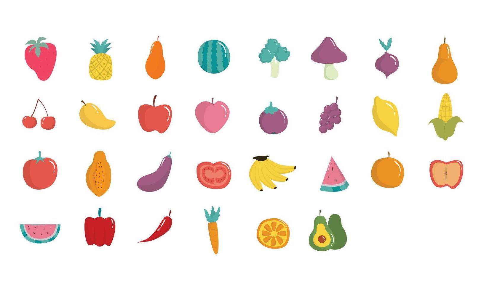 vegetables and fruit collection vector