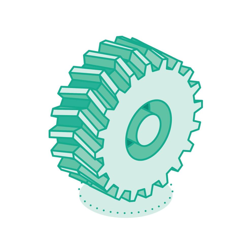 Isometric tractor wheel. Icon isolated on white background. Heavy duty truck wheel. vector