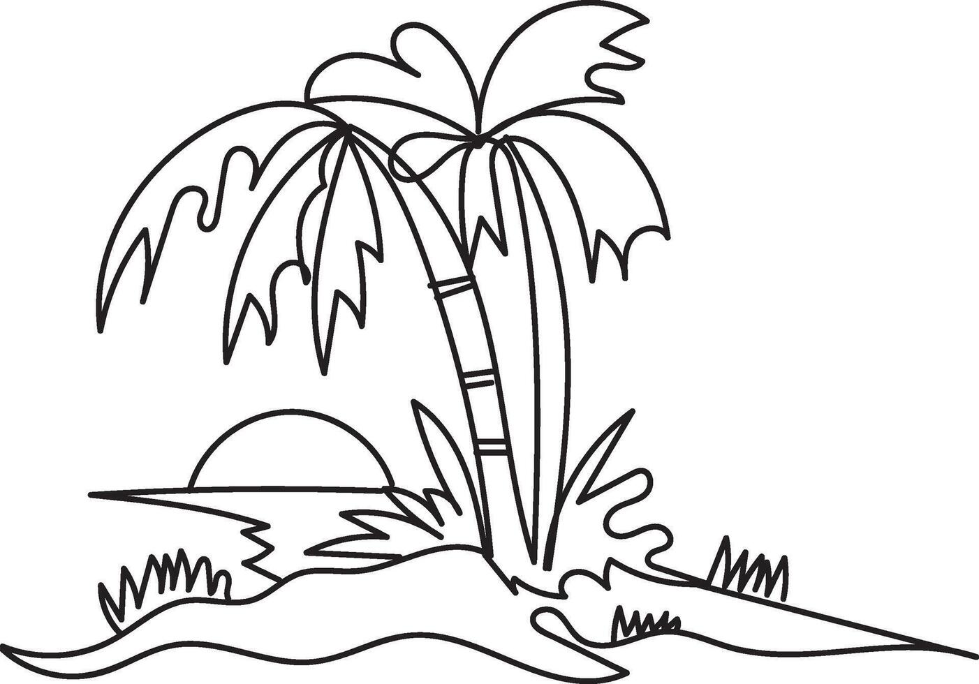 forest Sunset palm trees vector