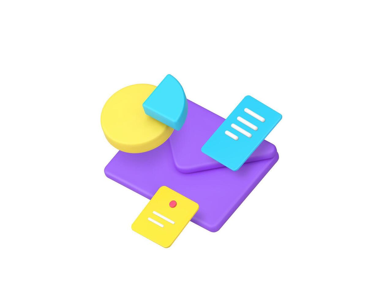 Digital marketing email incoming message analyzing 3d icon realistic illustration vector