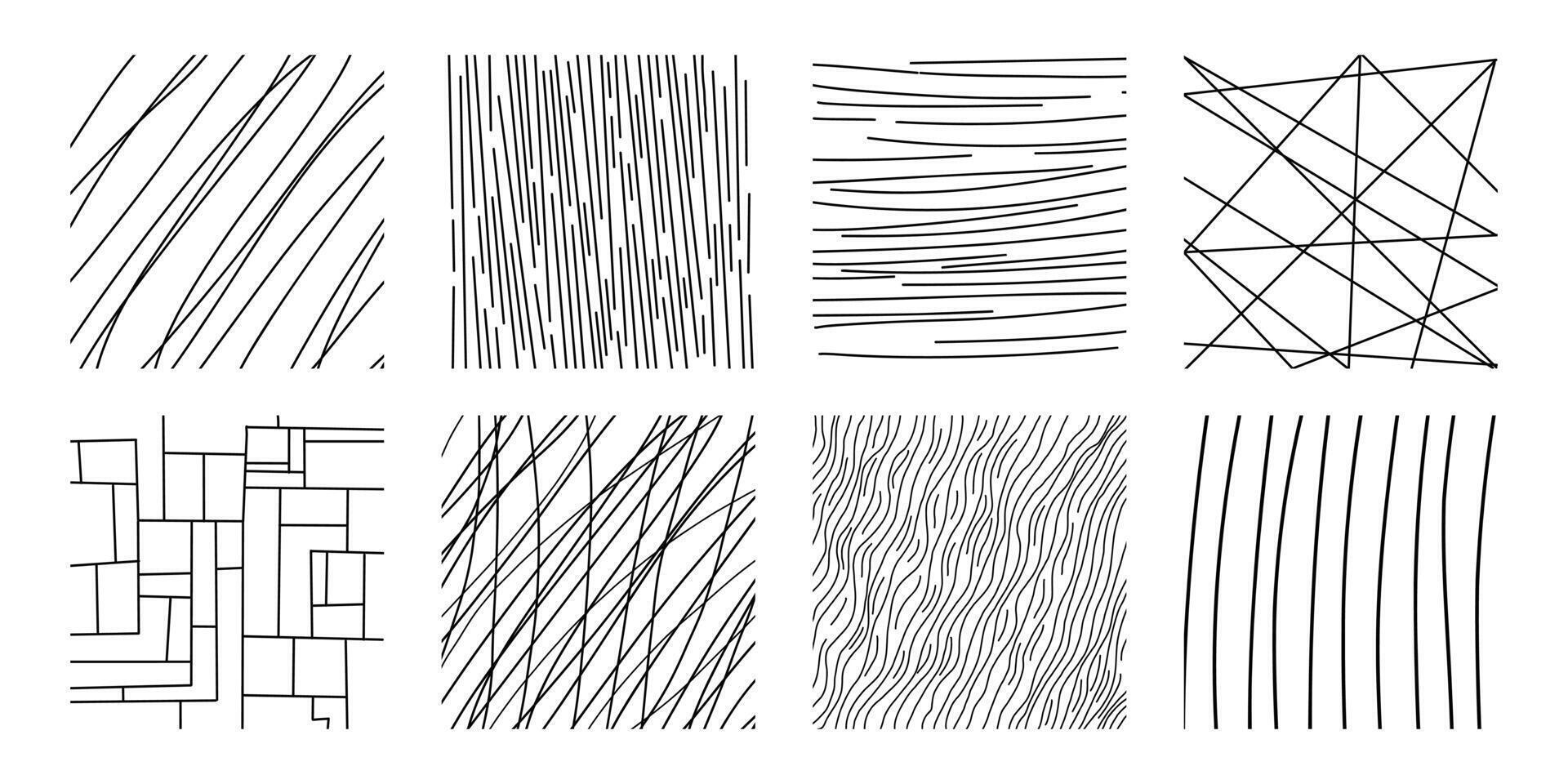 Set abstract pattern of black lines on a white background. Hand drawn illustration. lines different lengths and randomly spaced, Background abstract vector