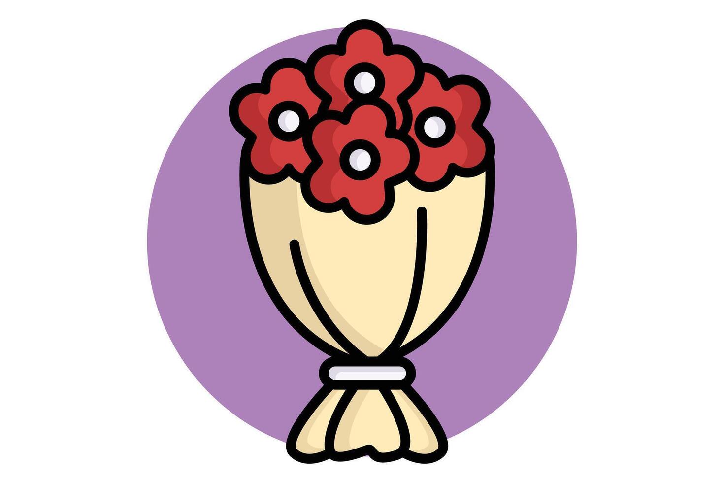Bouquet icon. colored outline icon style. icon related to gift, valentine. valentine day elements illustration vector