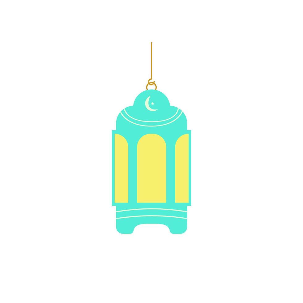 Blue lantern with moon star and yellow light for your islamic design. Ramadan element. Islamic element vector
