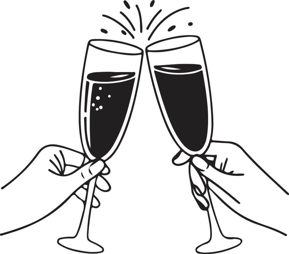 Stylish Champagne Bottle Silhouette Design vector