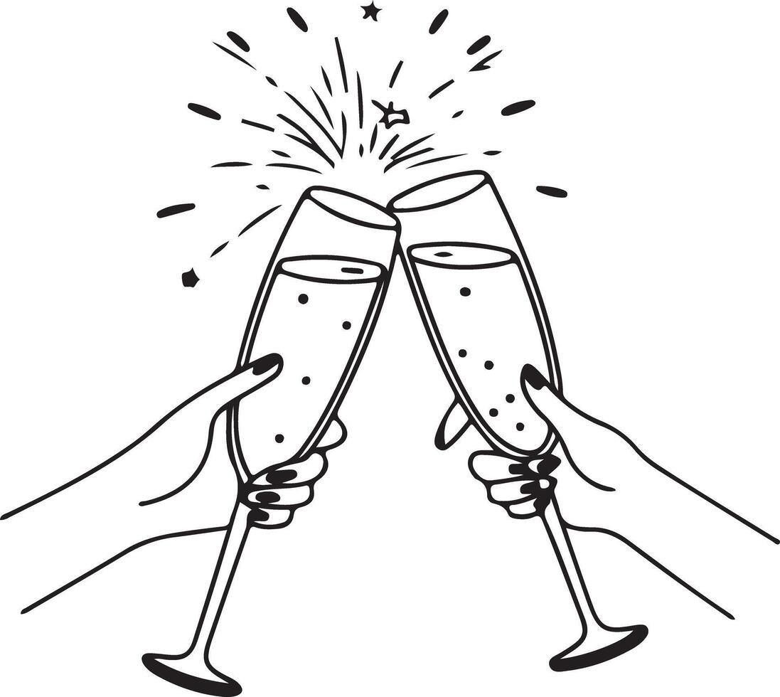 Elegant Champagne Glass Silhouette Design vector